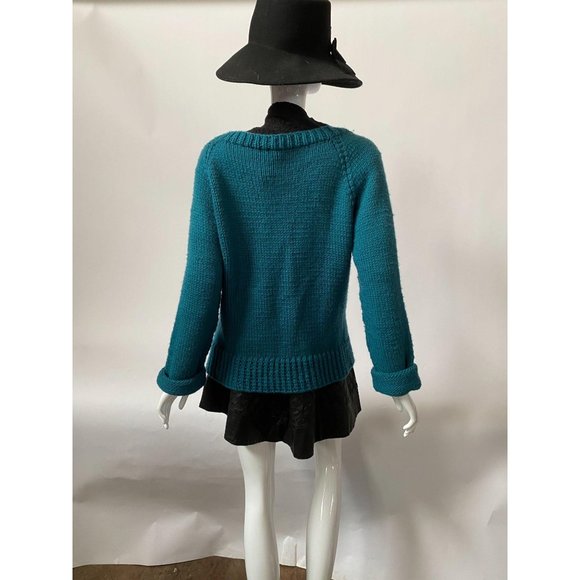 Teal Cardigan Sweater Sz Med - Picture 4 of 14